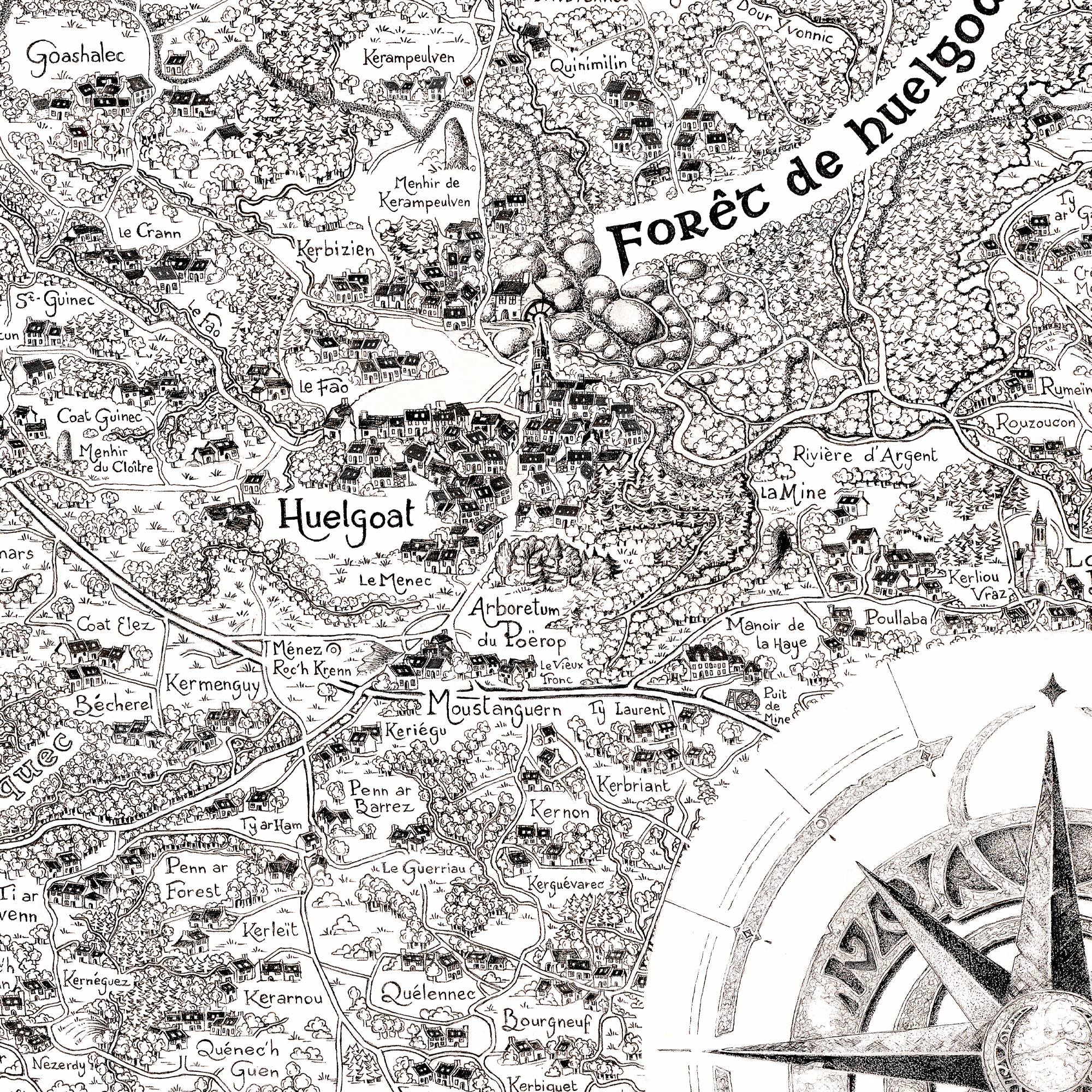 Détail carte Monts d'Arrée - sites emblématiques de la Terre d'Argoat